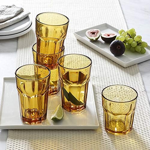 כלי בית איסט קריק מלא כלי זכוכית ענבר מיושן כפול | 11 גרם כוס זכוכית משקאות | כוסות צבעוניות וכוסות מים,